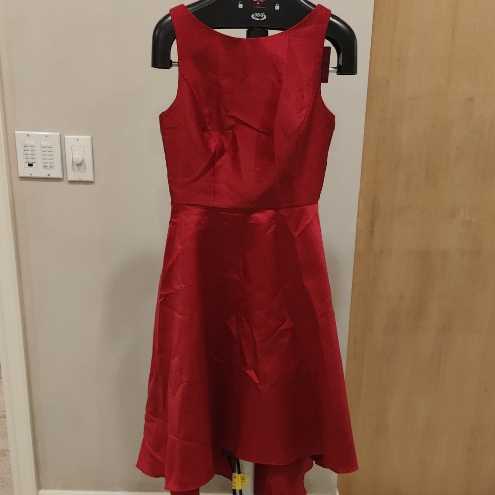 ALFRED SUNG Red Halter A-Line Cocktail Dress